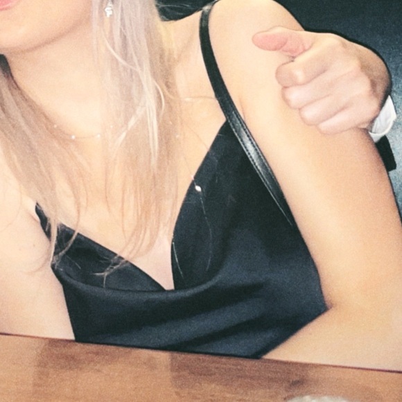 GARAGE BLACK COWL NECK DRESS WITH SPARKLY STRAPS - Picture 8 of 8